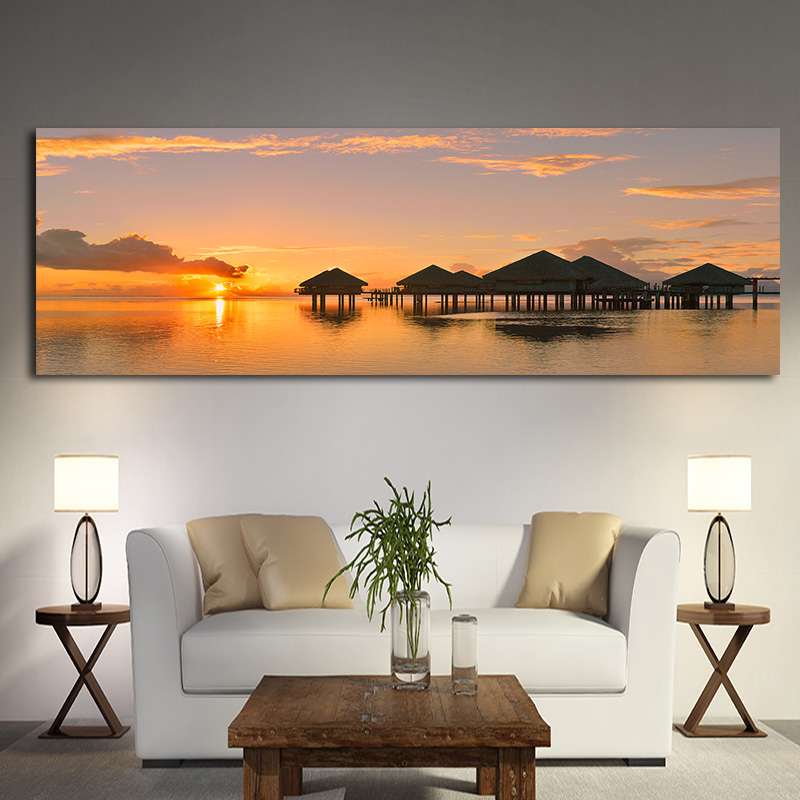 Tableau Sunrise Natural Landscape Posters and Prints on Canvas Art Scandinavian Modern Wall Picture for Living Bed Room Decor