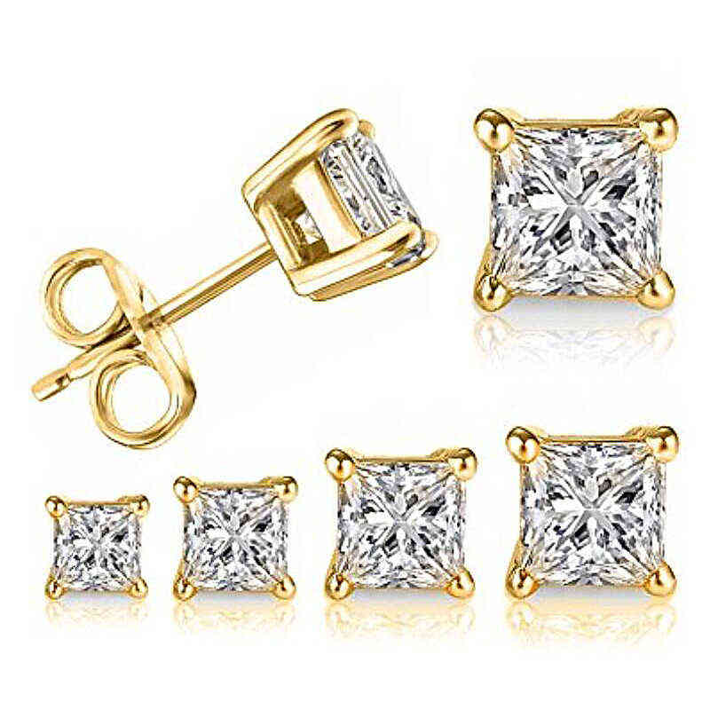 NXY Earrings Iogoupendientes De Plata Ley 925 Para Mujer Aretes Circonita Cuadrada 4 Garras Joyera Diamante Nupcial Compromiso 157