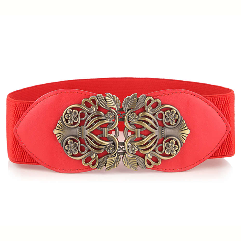 Royal Korean waistband high elastic waistband women's Bohemian style belt, Black