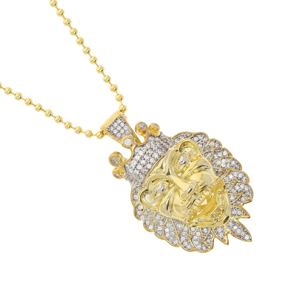 Classic hip hop mens lion head pendant necklace jewelry chains rope chain necklace long chain men jewelry rose gold chains