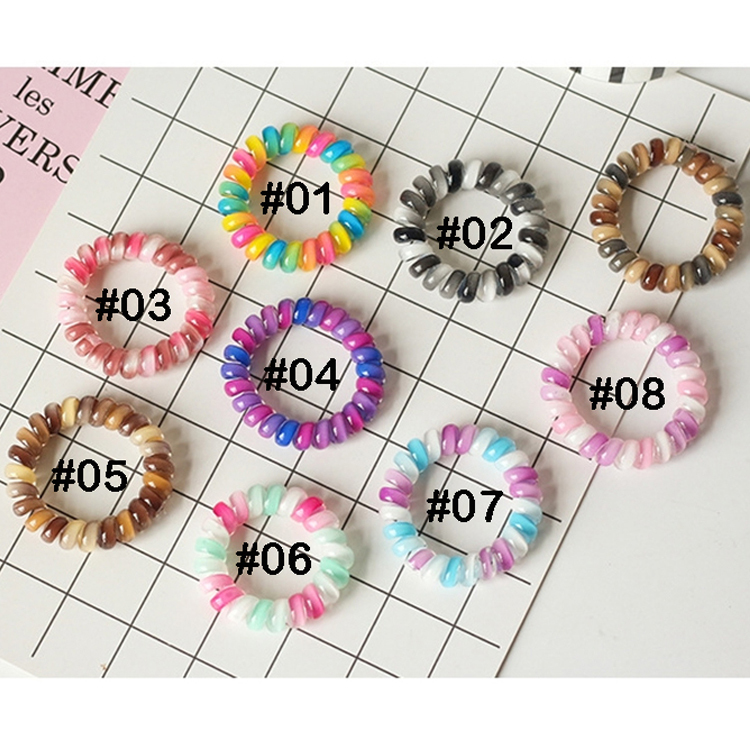 Children's hair tie 8 color Telephone Wire hairband colorful Ponytail Holder Elastic Phone Cord Line hair tie hair accessories kid gift