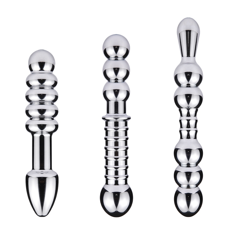 Fetish Double Head Anal Dildo Metal Butt Plug Prostate Massage Anus Dilator Vagina Masturbation Adult Sex Toy