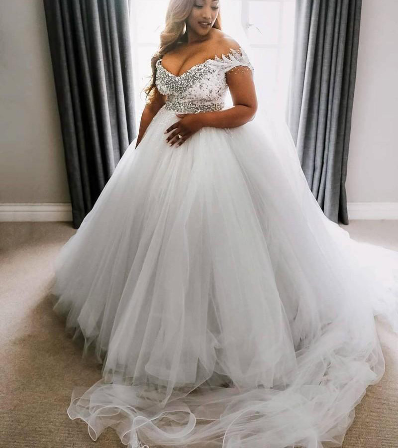 New African Plus Size Wedding Dresses Off The Shoulder Beaded Empire Pregant Boho Country Bridal Gowns robes de mariée