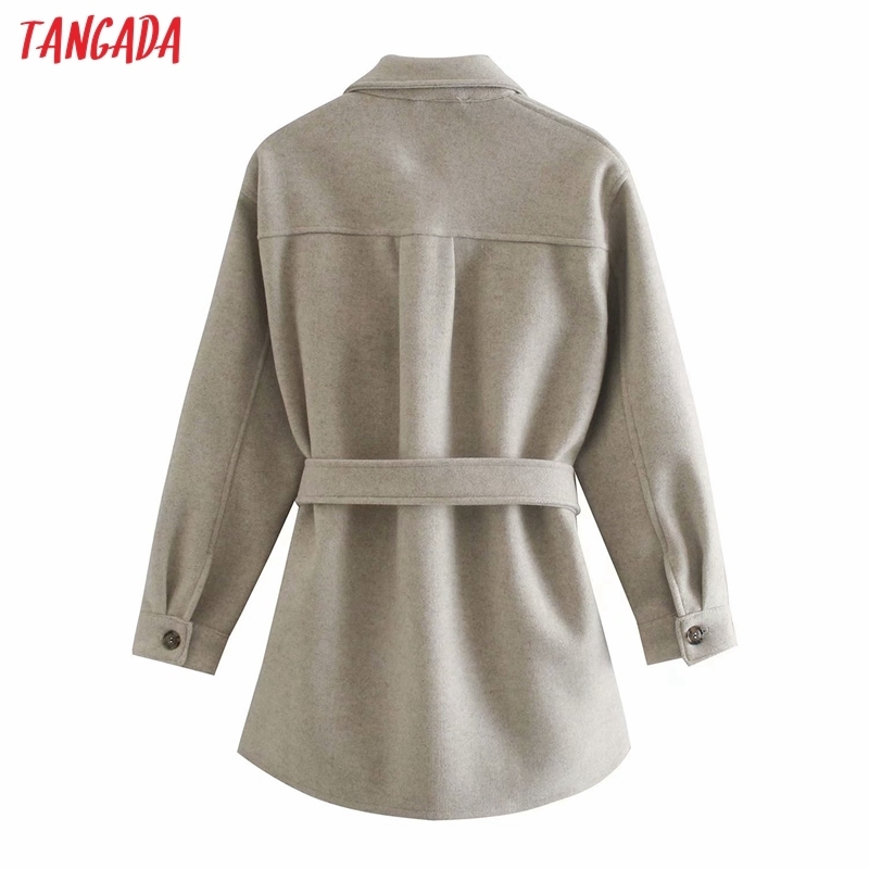 Tangada Women Thick Wool Coats Jacket With Slash Long sleeves pocket Ladies Elegant Autumn Winter coat 4M55 201112