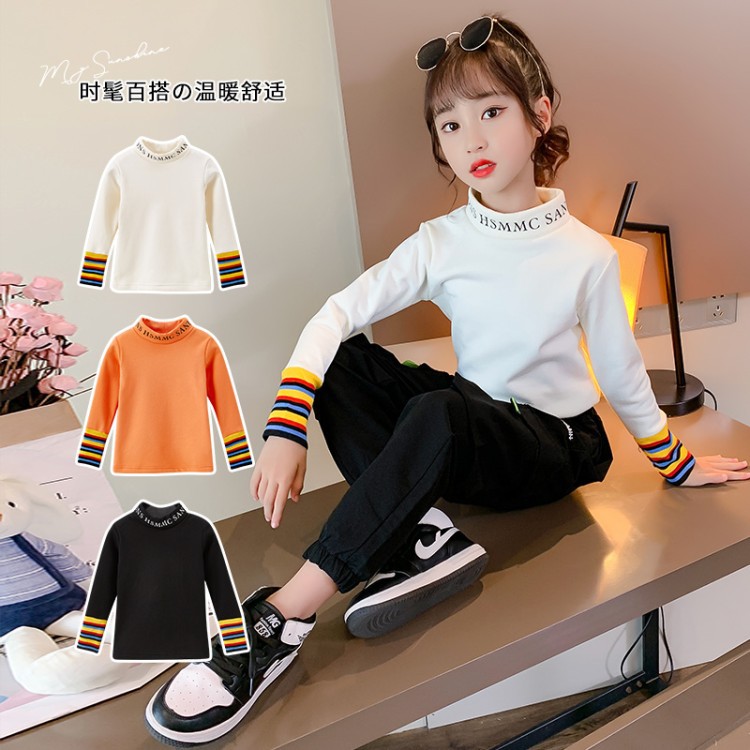 Girls' bottoming shirt 2020 new autumn long sleeve shirt children's spring and autumn thin foreign qi Chinese child plus velvet T-shirt, Blue
Girls' bottoming shirt 2020 new autumn long sleeve shirt children's spring and autumn thin foreign qi Chinese child plus velvet T-shirt, Blue
