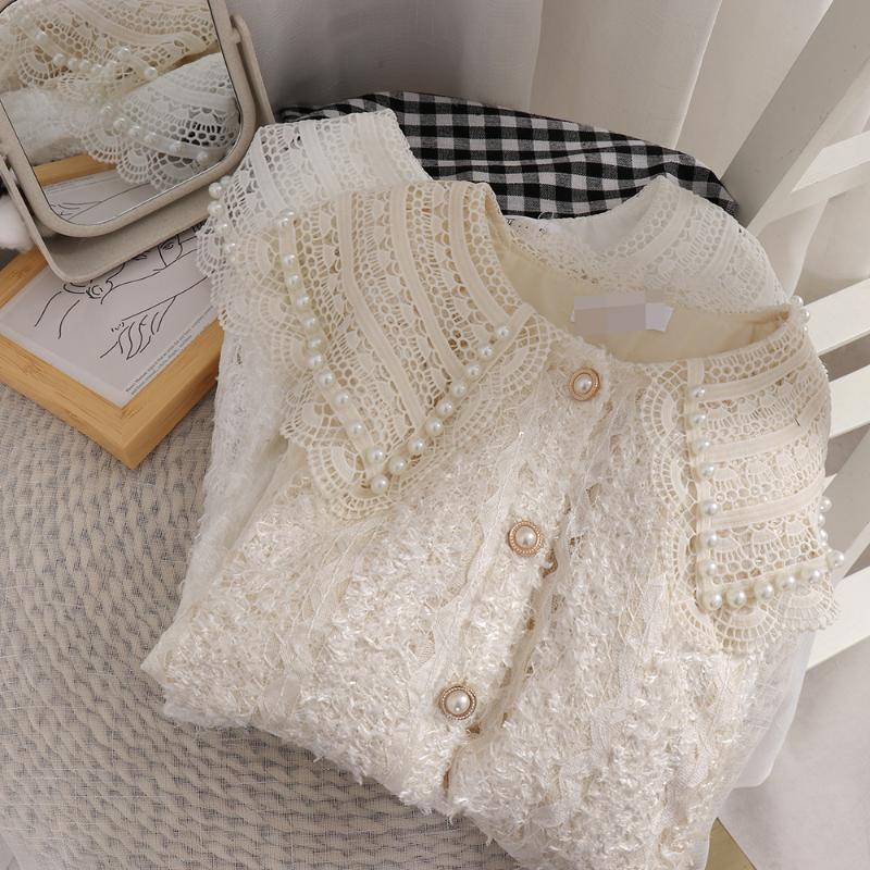New Style Long Sleeve Shirt Sweet Heavy Industry Nail Bead Baby Collar Foreign Style Versatile Top, Beige
New Style Long Sleeve Shirt Sweet Heavy Industry Nail Bead Baby Collar Foreign Style Versatile Top, Beige