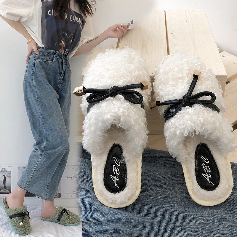 Furry Slippers Women's Autumn and Winter Baotou Bow Non-Slip Indoor Warm Cotton Slippers fur sandals mules shoes women1, White
Furry Slippers Women's Autumn and Winter Baotou Bow Non-Slip Indoor Warm Cotton Slippers fur sandals mules shoes women1, White