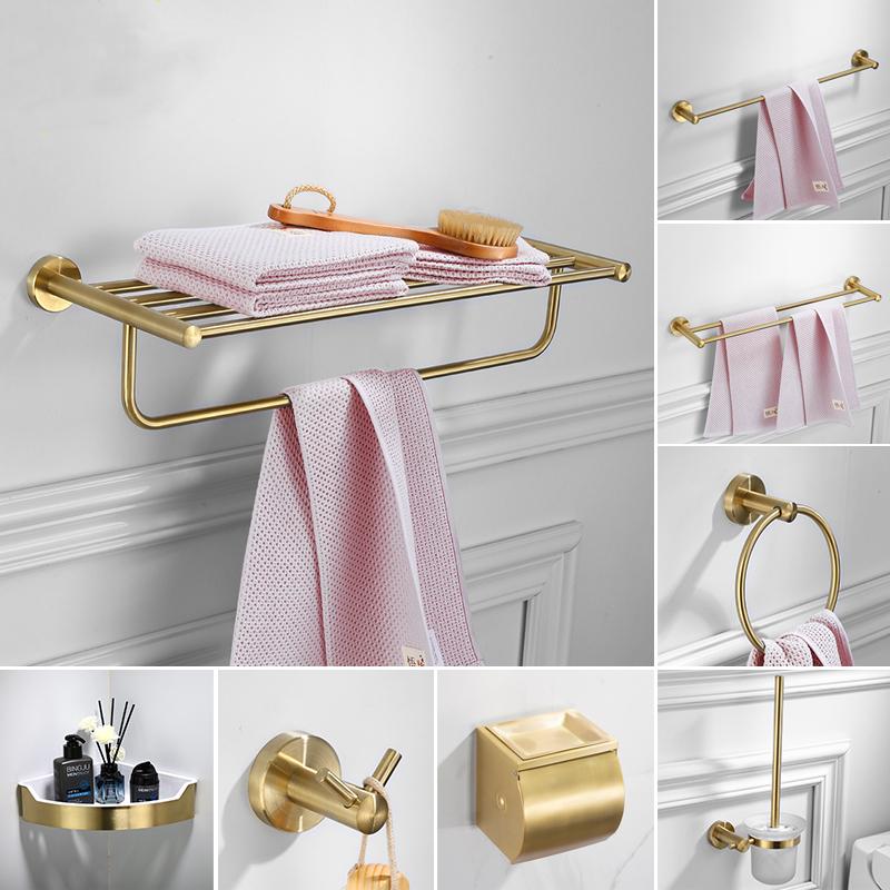 Light Luxury Brushed Gold Towel Rack Golden Bathroom Perforated Toilet Brush Holder Stainless Steel Bathroom Accessories Set
Light Luxury Brushed Gold Towel Rack Golden Bathroom Perforated Toilet Brush Holder Stainless Steel Bathroom Accessories Set
