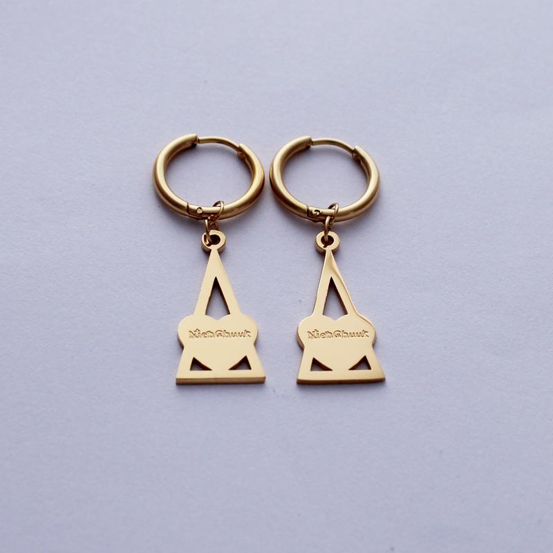 Stainless Steel Trendy 24K Gold-color Names Triangle Shape Hoop Earrings for Women USA
Stainless Steel Trendy 24K Gold-color Names Triangle Shape Hoop Earrings for Women USA