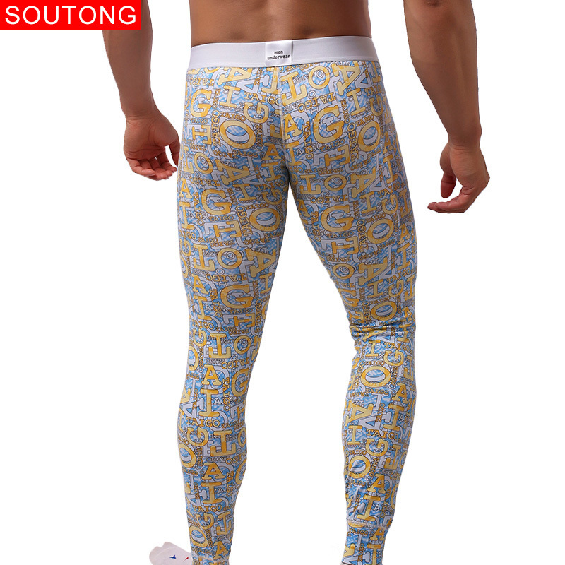 Soutong Underwear Winter Mens Warm Thermal Underwear Cotton Long Johns Underpants Letter Printed Thermal Underwear For Men 201126