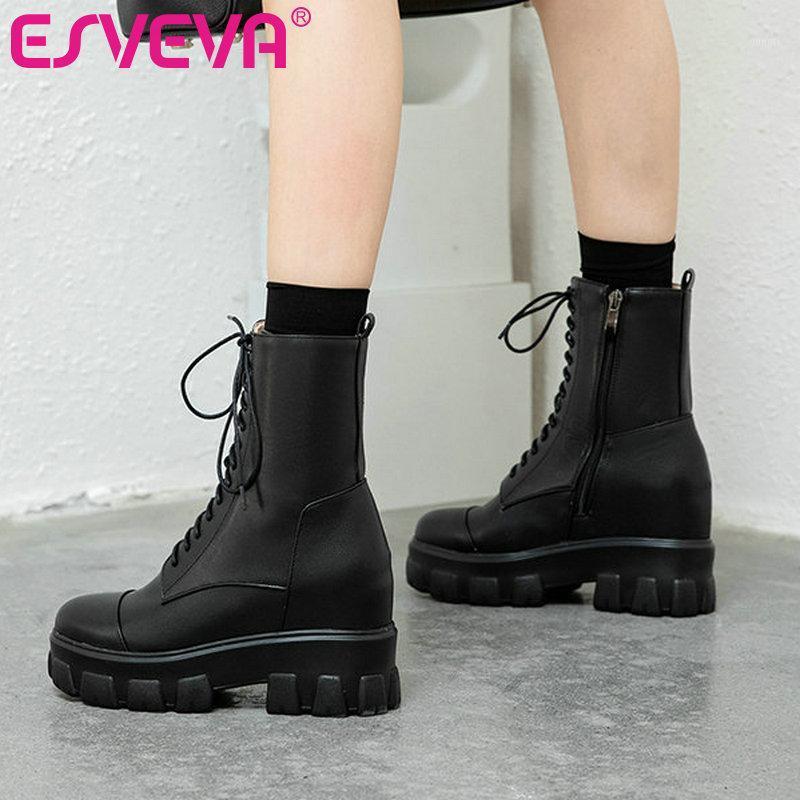 ESVEVA 2021 Fashion Ankle Boots Women Boots Winter PU Leather Women Shoes Pointed Toe Lace Up Zipper Size 34-431, Black
ESVEVA 2021 Fashion Ankle Boots Women Boots Winter PU Leather Women Shoes Pointed Toe Lace Up Zipper Size 34-431, Black