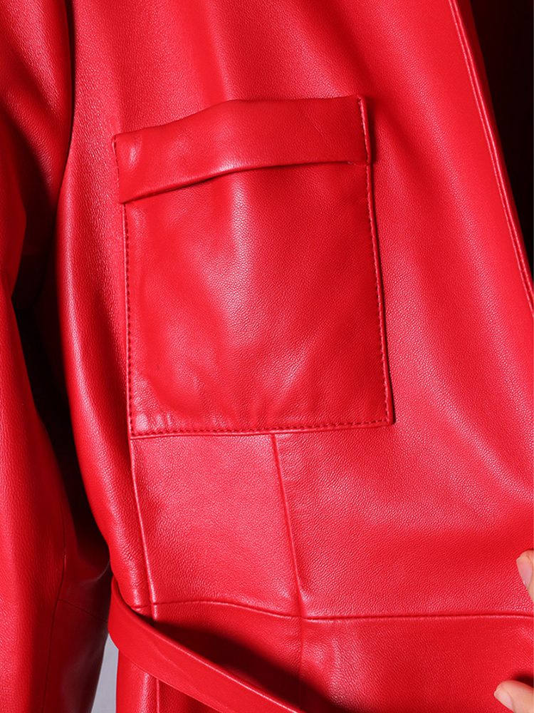 Nerazzurri high quality red black maxi leather trench coat for women long sleeve extra long skirted overcoat plus size fashion 201226