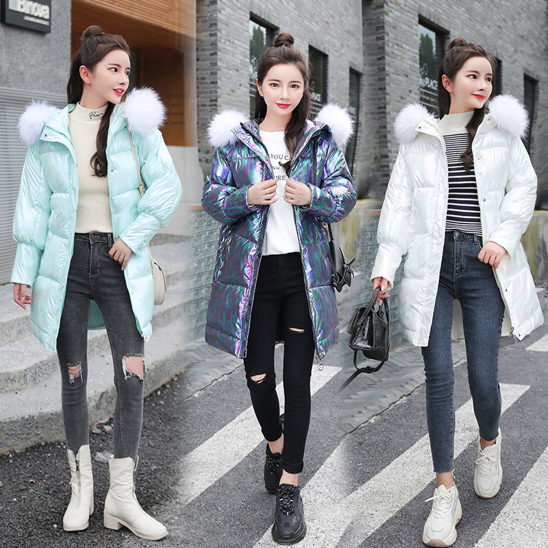 Women Glossy Pink Oversize Parkas Fashion Long Coat Winter Jackets Women Waterproof Female Coat Warm Elegant Down Jacket 201027