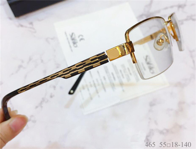Classic men simple business style optical glasses square design metal half frame transparent lens popular generous transparent glasses 465