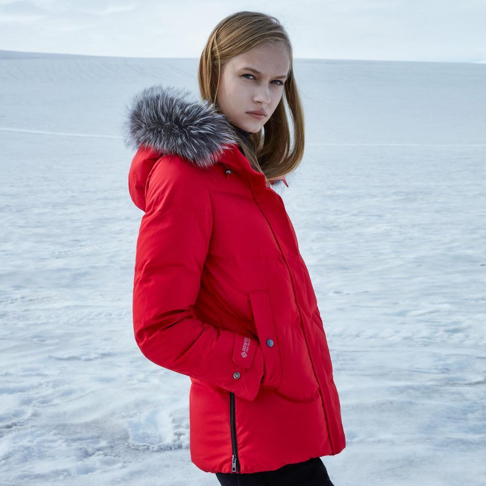 Extremely cold Pro BOSIDENG down jacket women's short goose down fur collar thickened winter coat 201019