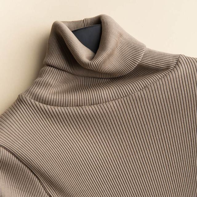 70% Silk 30% Cotton Women's Stretchy Base Layer Turtle Neck Long Sleeve Pullover Sweater Top Shirt TG105 201028