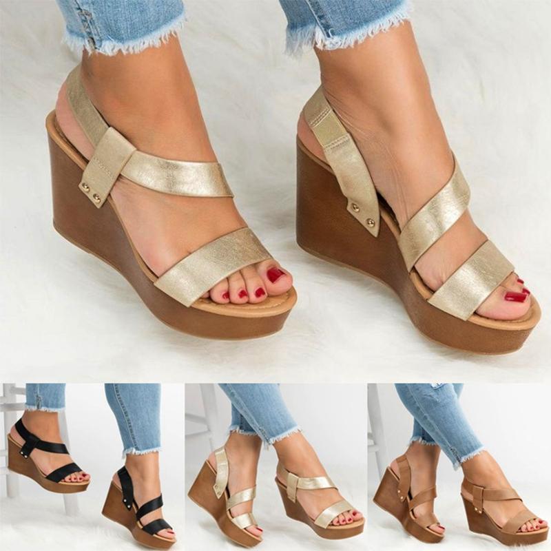High Quality 2021 Summer Women High Heel Sandals Summer Women's Open Toe Platform Wedges Sandals Peep Toe Ladies Shoes Plus Size