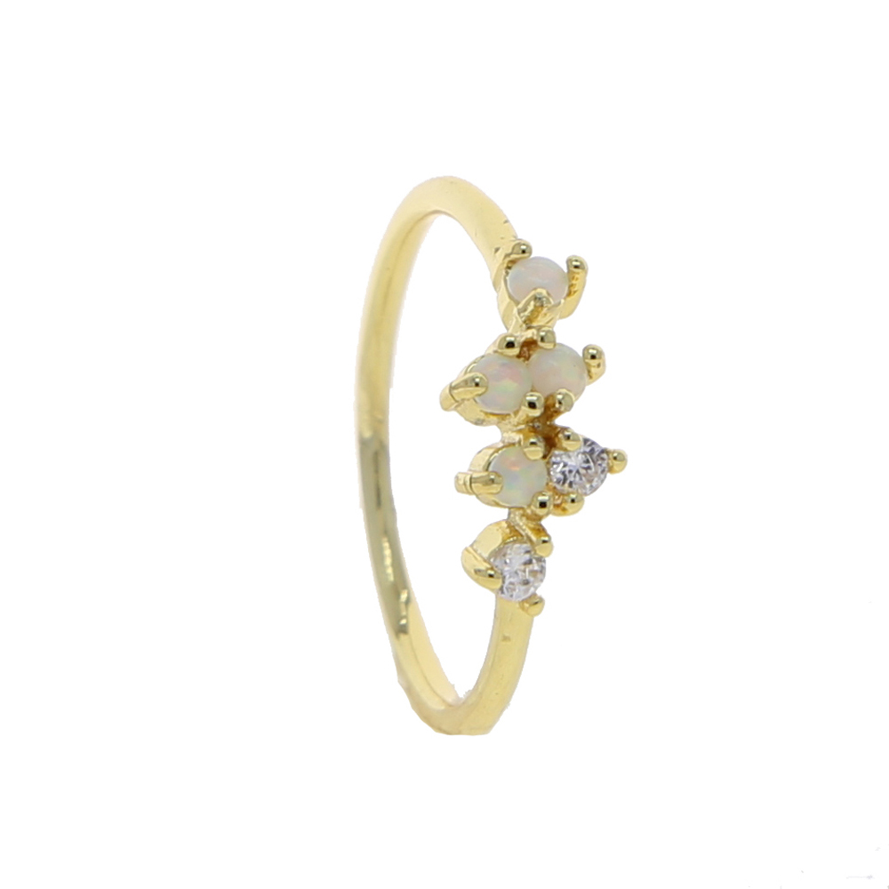 New Arrive Minimal Delicate Jewelry Tiny Fire Opal Cz Paved Dainty Jewelry for Women Teen Girl Fashion Elegant Stacking Cz Rings