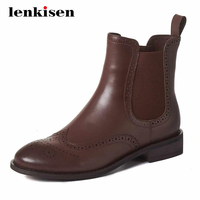 Lenkisen new british style real leather fashion leisure pointed toe thick low heel slip on beauty lady all-match ankle boots L13, Black
Lenkisen new british style real leather fashion leisure pointed toe thick low heel slip on beauty lady all-match ankle boots L13, Black