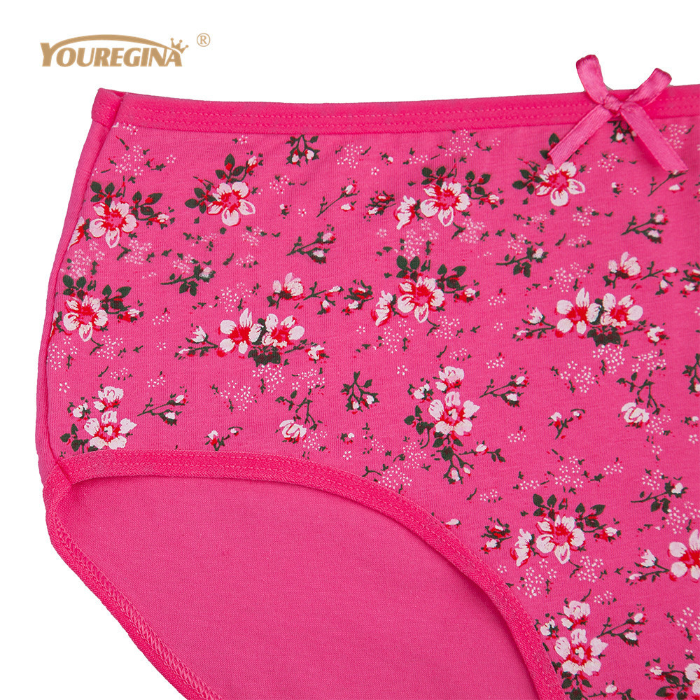 YOUREGINA Women Panties Cotton Plus Size High Waist Print Panties Women's Floral Lingerie Briefs Ladies Under Wear 6pcs/set 201112