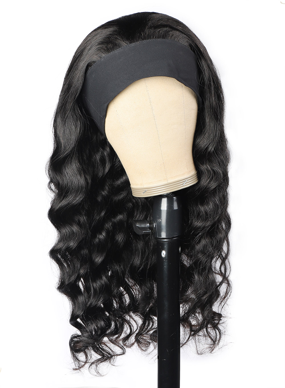 Ishow 26 28 30inch Human Hair Wigs With Headbands Easy to Install Body Yaki Straight Water Headband Wig Loose Deep Curly None Lace Wigs for Women All 