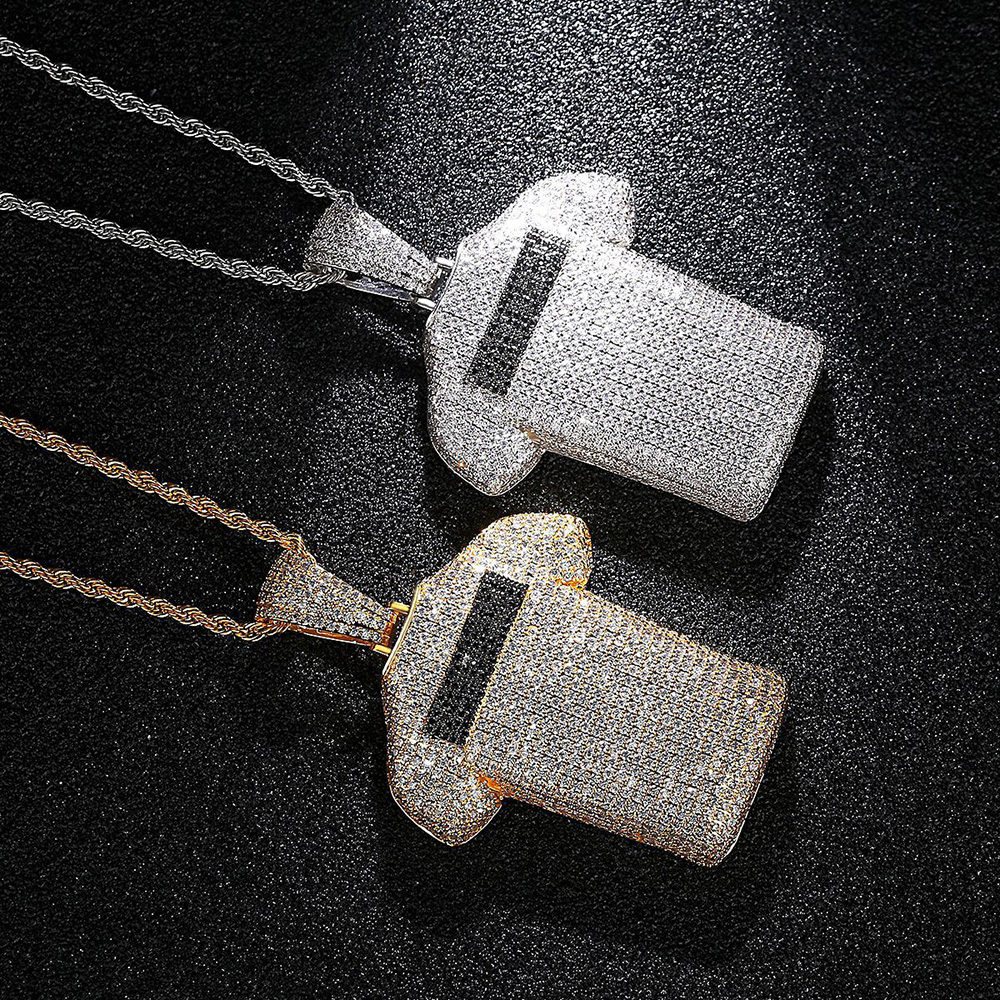 Hip Hop Full Zircon Shining Pendant Necklace Gold Plated Bling Mens Necklace Rap Jewelry Gold/Silver