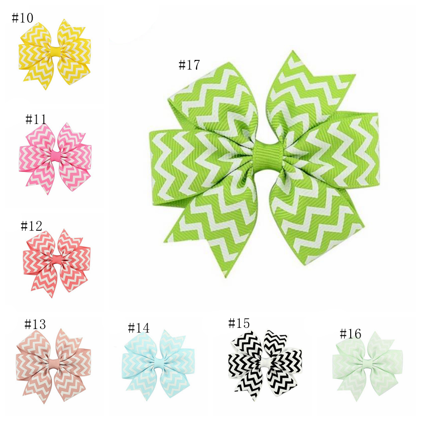 Baby Girls Hair Clips Striped Bows Hairclips Grosgrain Ribbon Bowknot Barrettes Kids Hairpin DIY Children Hair Accessories 17 Colors DW6352