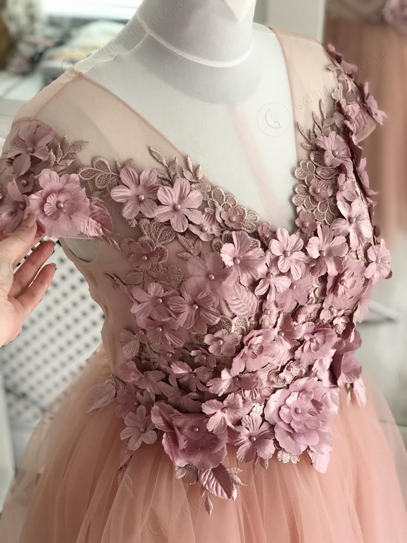 A Line 3D Floral Appliqued Flower Girl Dresses Cap Sleeve Lace Up Beaded V Neck Pageant Gowns Girls Birthday Party Dress