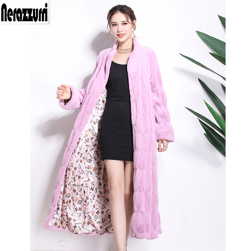 Nerazzurri Runway fluffy long faux fur coats women Winter black red pleated plus size sheared mink fur overcoat 5xl 6xl 7xl 201110