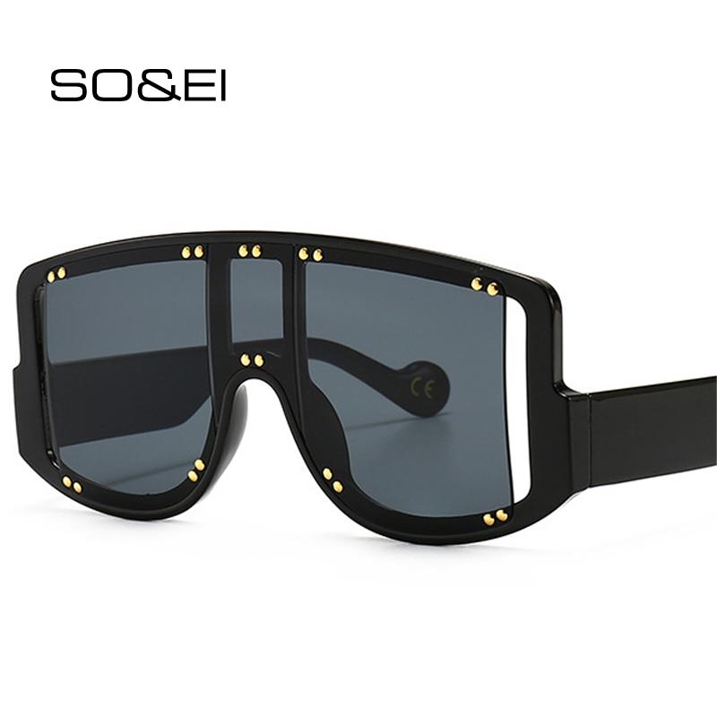 SO&EI Vintage Oversized Square One Piece Sunglasses Luxury Women Brand Designer Rivets Decorative Gradient Eyewear Men Shades
SO&EI Vintage Oversized Square One Piece Sunglasses Luxury Women Brand Designer Rivets Decorative Gradient Eyewear Men Shades