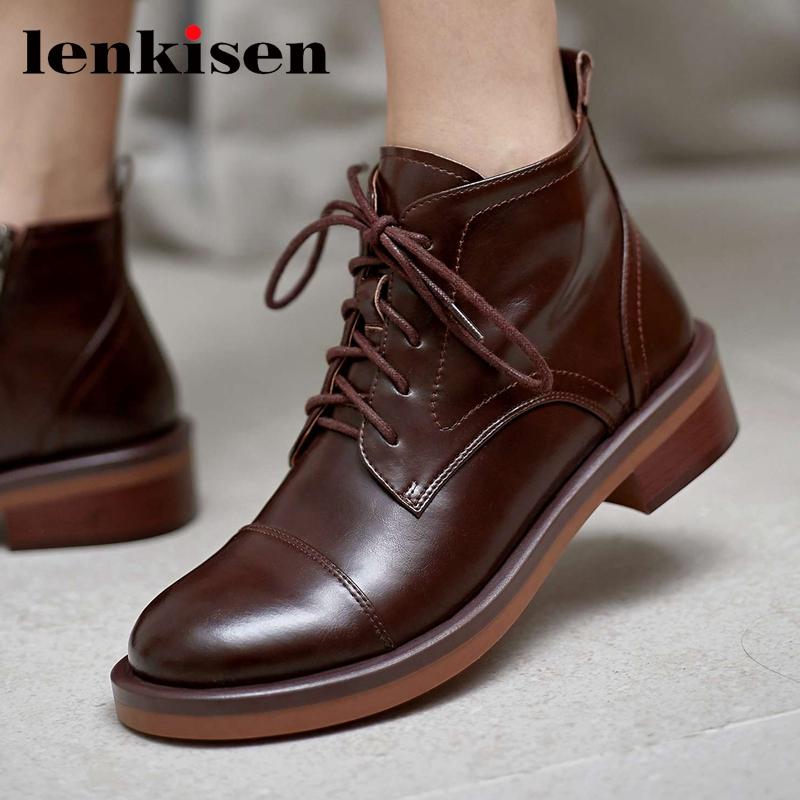 Lenkisen European style big size split leather round toe med heel winter shoes keep warm vintage solid platform ankle boots L9f4, Black
Lenkisen European style big size split leather round toe med heel winter shoes keep warm vintage solid platform ankle boots L9f4, Black