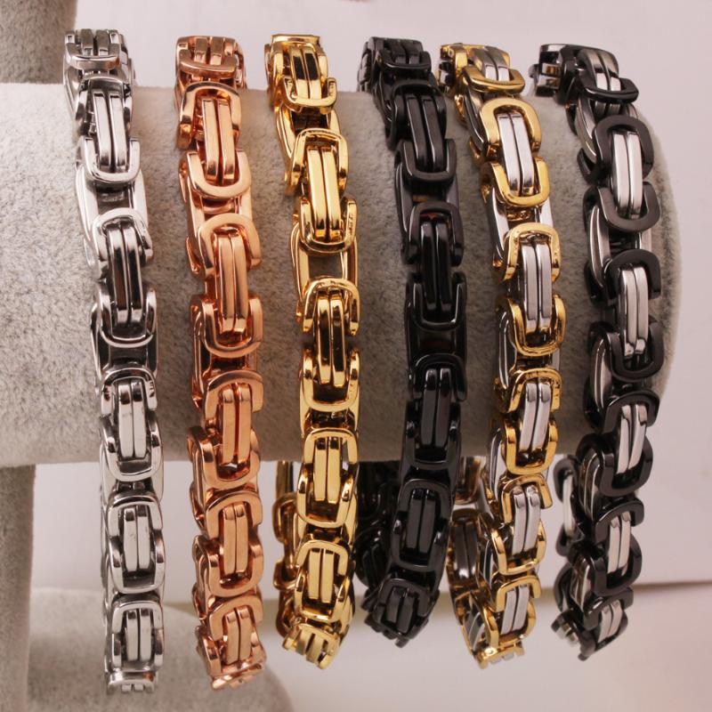 Hot Sell Mens Jewelry Stainless Steel Handmade Byzantine Chain Bracelet 8mm Various Color for Choose 
Hot Sell Mens Jewelry Stainless Steel Handmade Byzantine Chain Bracelet 8mm Various Color for Choose