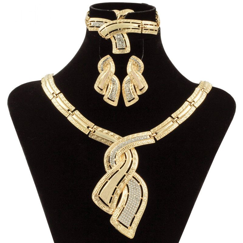 Fashion Gold Jewelry Nigerian Crystal Necklace Hoop Earrings Women Italian Bridal Jewelry Sets Wedding Accessories
Fashion Gold Jewelry Nigerian Crystal Necklace Hoop Earrings Women Italian Bridal Jewelry Sets Wedding Accessories