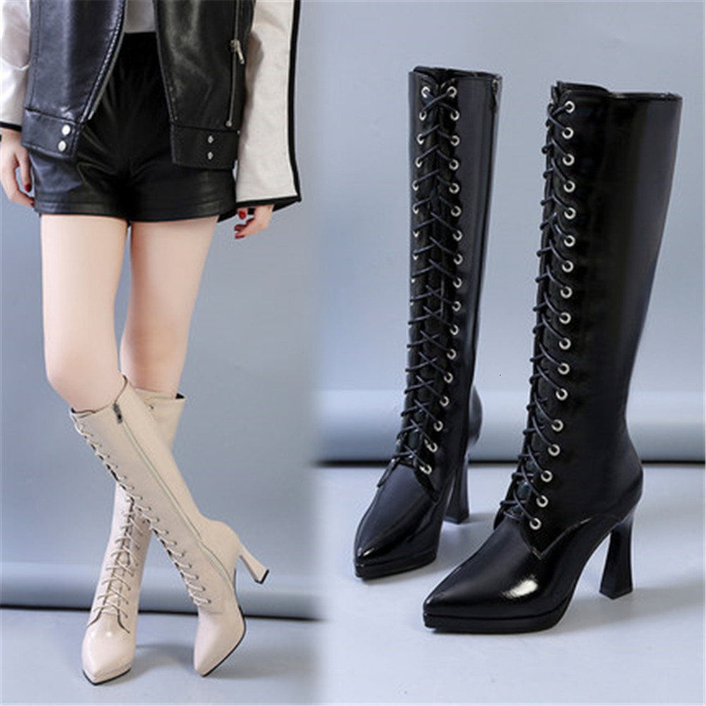 Woman 2021 New Autumn Hot Lace Up Women's Leather Knee Sexy Toe Pointed Super Ten in High Heels Boots 9S79, Beige
Woman 2021 New Autumn Hot Lace Up Women's Leather Knee Sexy Toe Pointed Super Ten in High Heels Boots 9S79, Beige