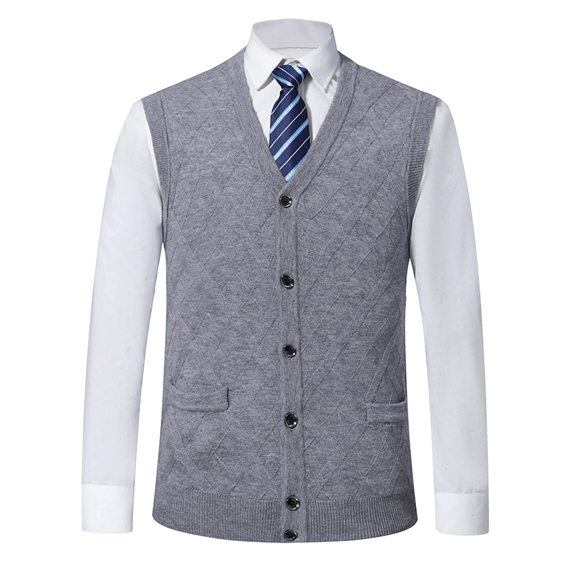 6% Wool Fashion Sleeveless Sweater For Mens Cardigan V Neck Slim Fit Jumpers Knitwear Warm Autumn Vest Casual Clothing Male 201203