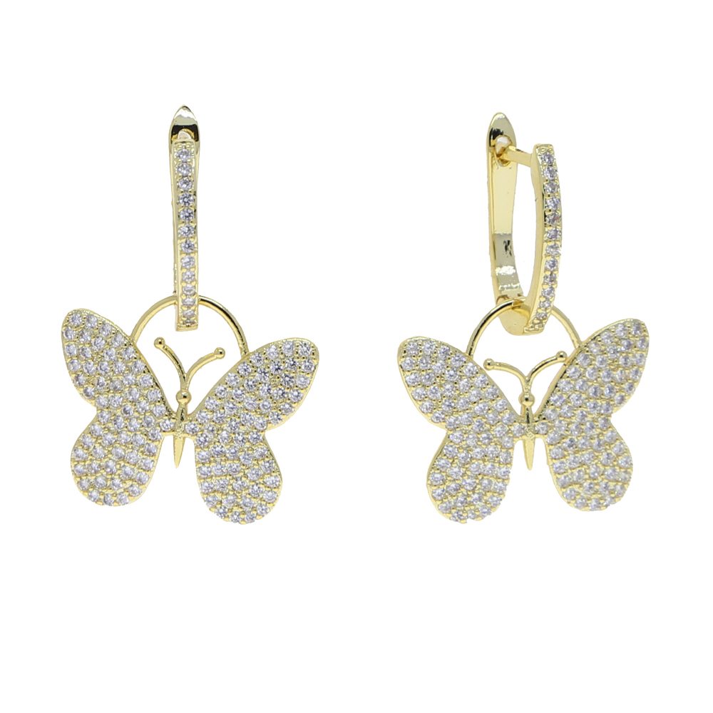 2024 Trendy Butterfly Earring Charm Vintage Frosted Butterfly Hoop Huggie Earring Gold Silver Color Small Round Hoop Earring Jewelry