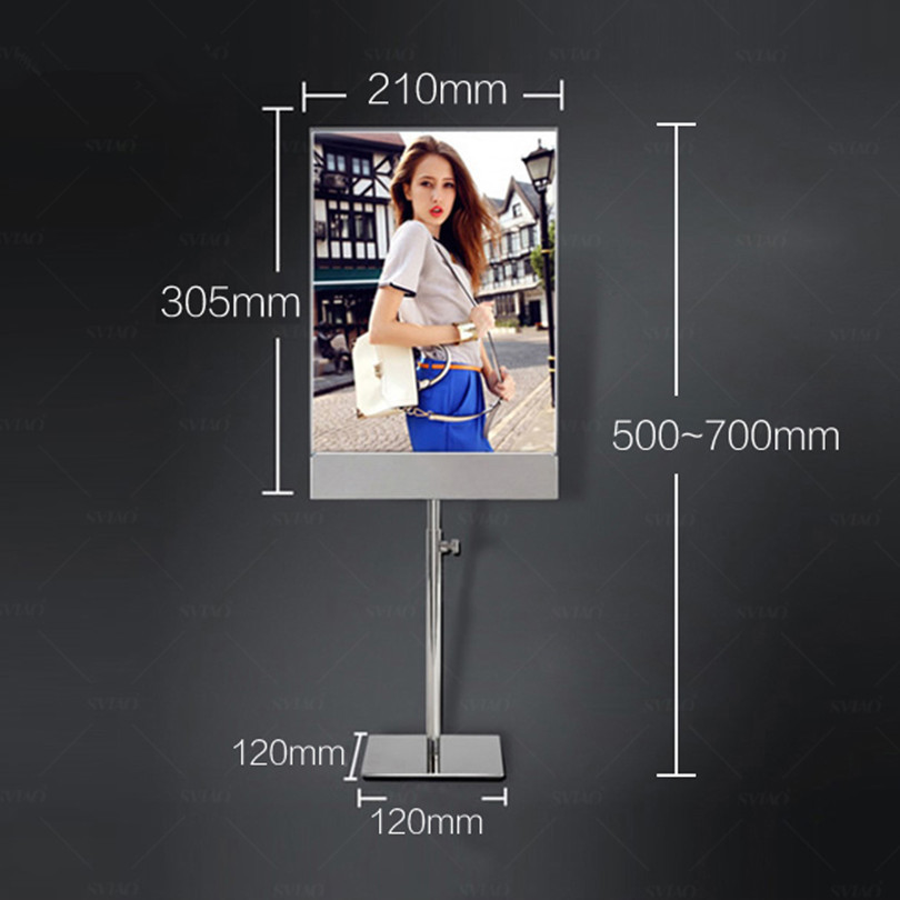 A4 Double-Sided Table Acrylic Metal Frame Pedestal Poster Paper Advertising Sign Holder POP Stand Boards for Exhibition