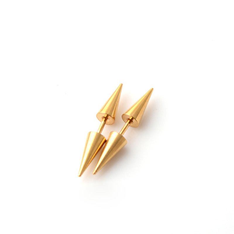 Hip Hop Colorful Ear Clip Stud Earrings Punk Men's Stainless Steel Cone Puncture Earrings Jewelry Men Women Wholesale