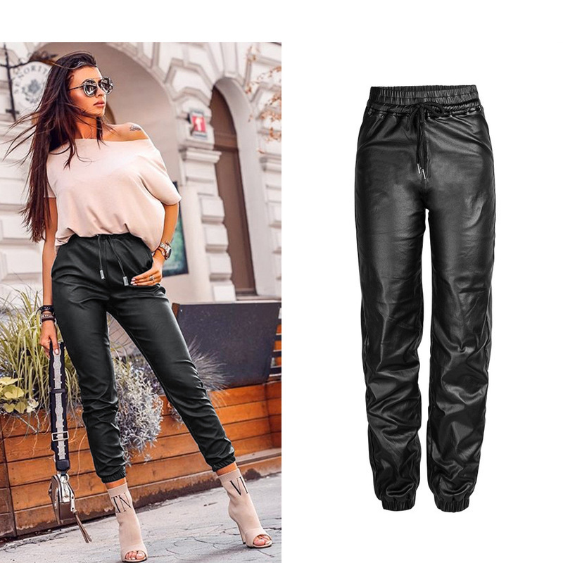 2020 High New Loose Leg Panty Elastic Waist Metal Imitation Leather Bands Nine Minutes of Pants Z2bt, Black
2020 High New Loose Leg Panty Elastic Waist Metal Imitation Leather Bands Nine Minutes of Pants Z2bt, Black
