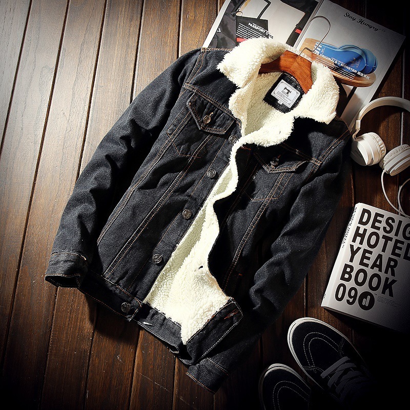 Fashion Men Thick Jean Jacket Men's Winter Plus Velvet Denim Jacket Thicken Cotton-padded Coat Male Casual Slim Fit Outwear 201127