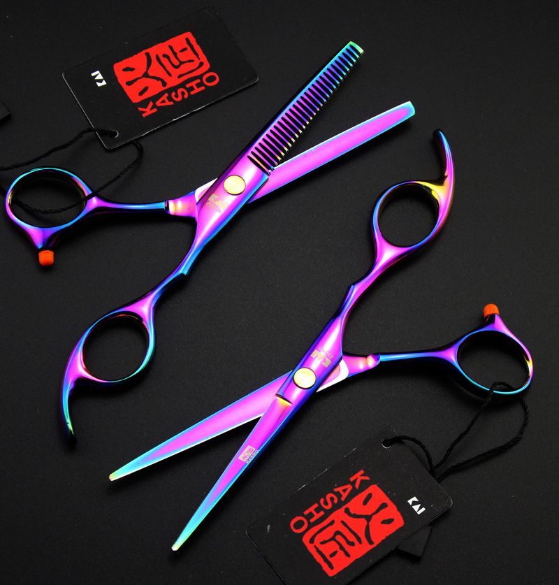 new arrival professional barber hair cutting scissors 5.5/ 6.0 inch 6CR blue/black/rainbow/golden free shipping