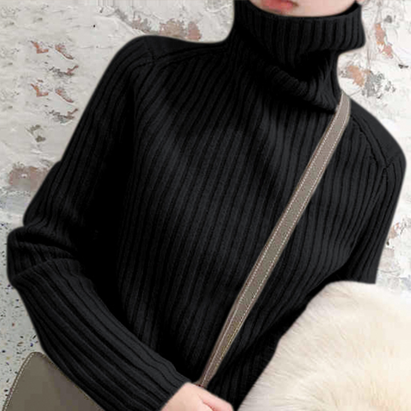 Turtleneck sweater women's base shirt autumn winter loose outer wear fashion inside pullover wool knit 201223