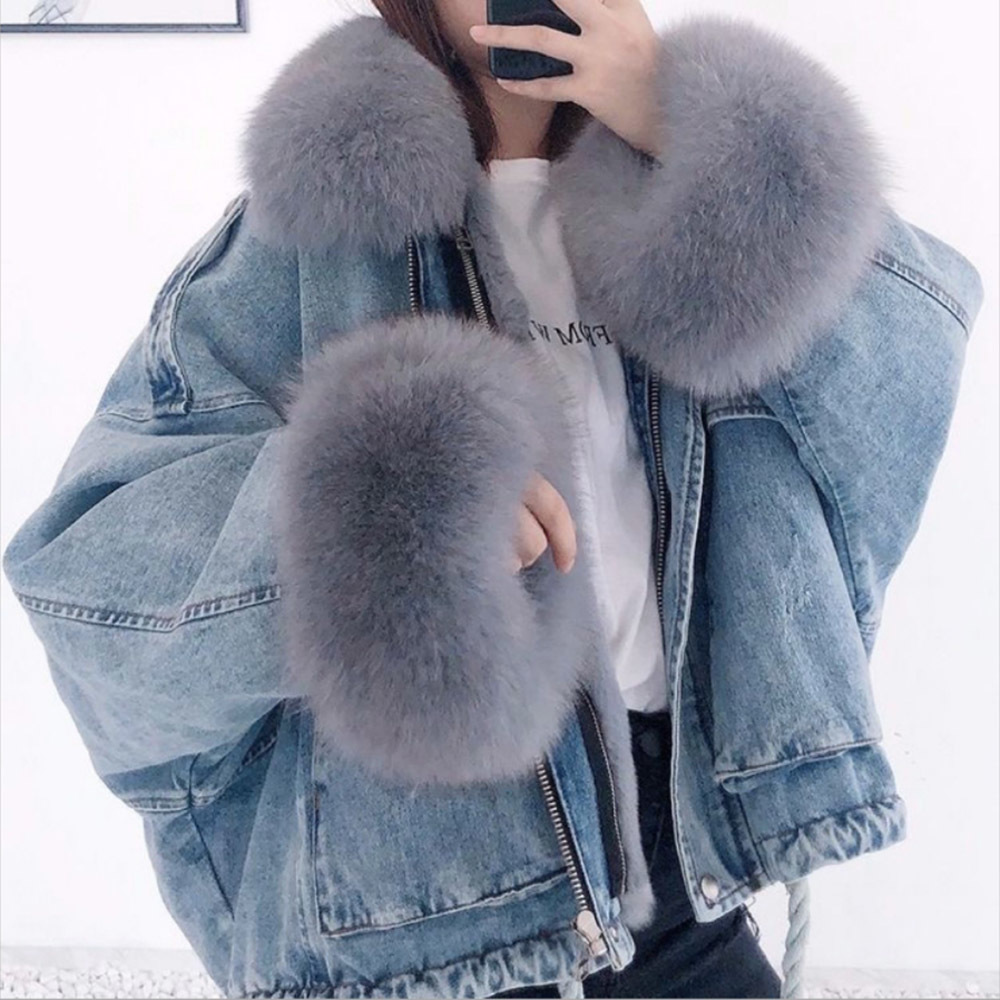 Jacket Women Denim Casual Jacket Women Long Sleeve Short Thick Coats Elegant Winter Outwear Office Ladies Solid Streetwear 201029