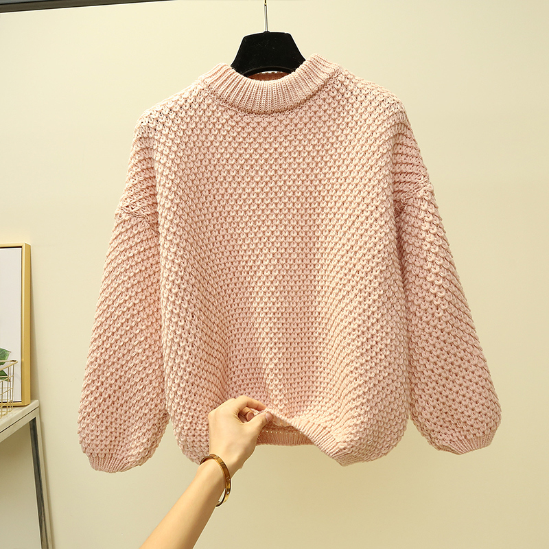 SURMIITRO Knitted Autumn Winter Sweater Women Lady Korean Long Lantern Sleeve Jumper Pullover Female Yellow Blue Knitwear 201109