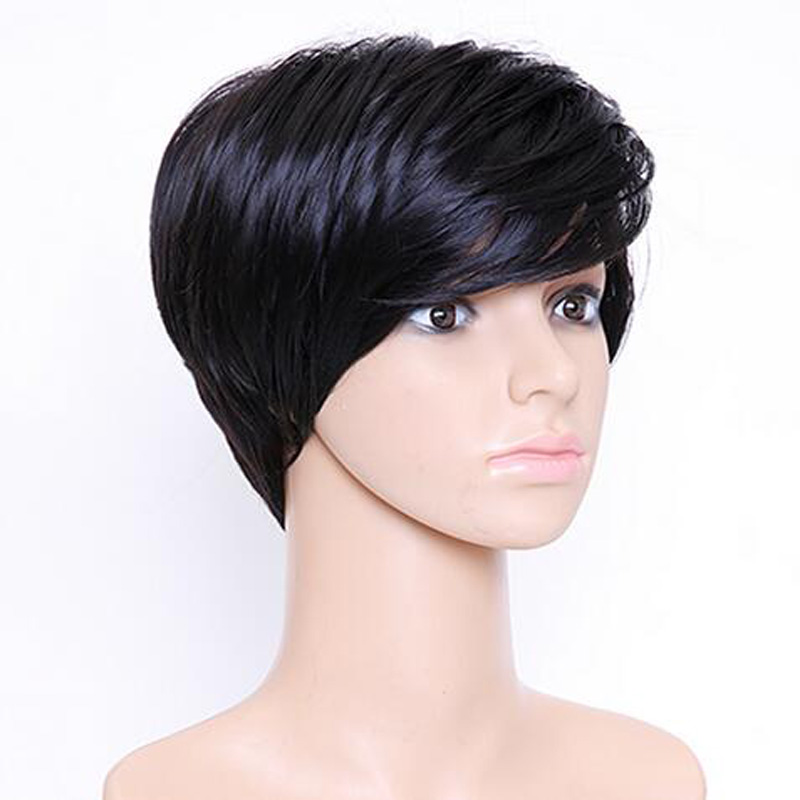 Fashion Short Straight Party Black Halloween Heat Resistant Fashion Women Synthetic Free Wig Cap