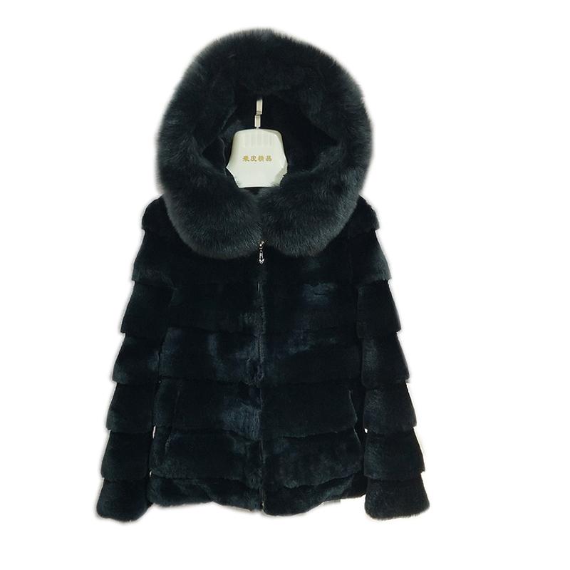 2020 new women real rex fur coat fur overcoat hooded long style striped winter thick jacket collar, Black
2020 new women real rex fur coat fur overcoat hooded long style striped winter thick jacket collar, Black