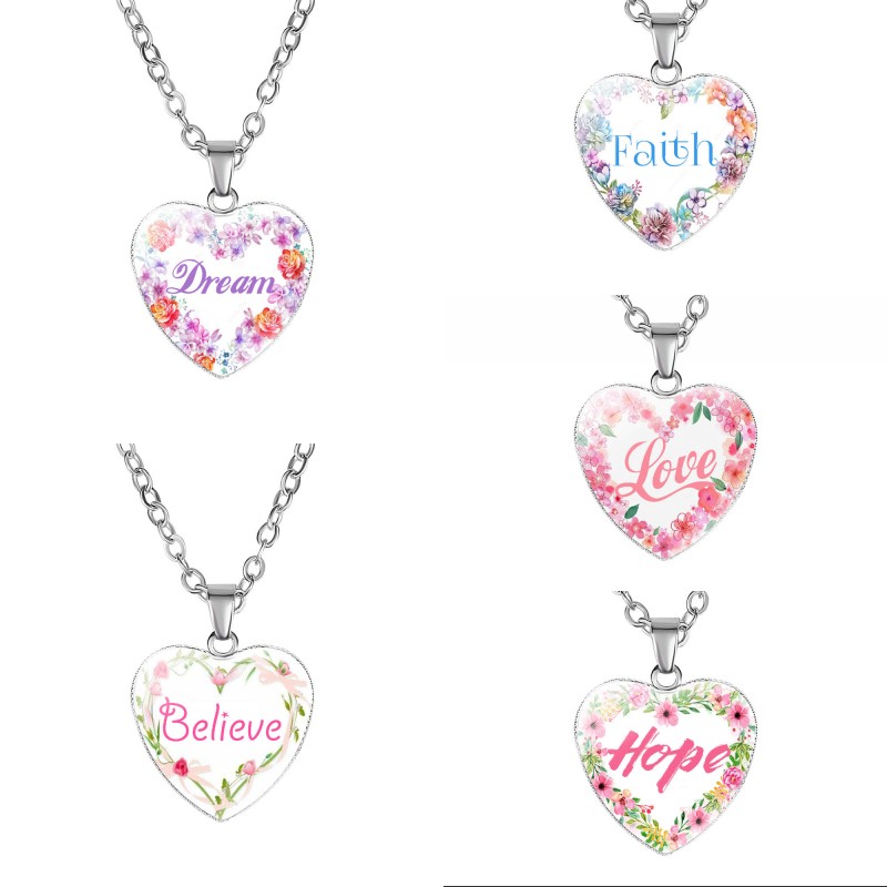 New Inspirational Heart shape Necklaces For women Love Hope Dream Believe Faith Letter Glass Pendant chains 2021 Fashion Jewelry 319 G2, Silver
New Inspirational Heart shape Necklaces For women Love Hope Dream Believe Faith Letter Glass Pendant chains 2021 Fashion Jewelry 319 G2, Silver