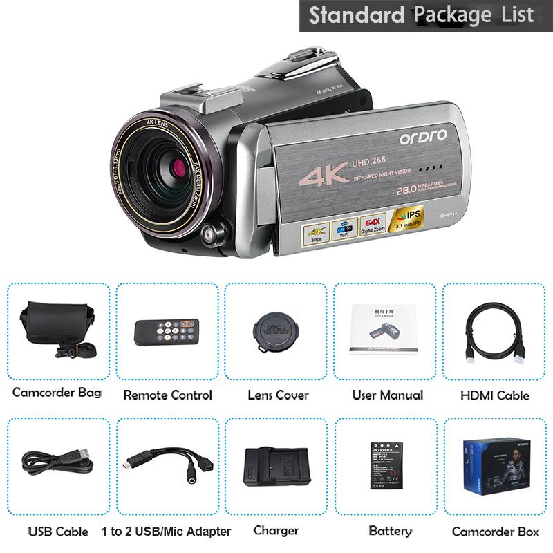 Video Camera Real 4K Wifi 64X Digital Zoom 30FPS Night Vision Camcorder ORDRO AZ50 For Live Broadcast, Black
Video Camera Real 4K Wifi 64X Digital Zoom 30FPS Night Vision Camcorder ORDRO AZ50 For Live Broadcast, Black