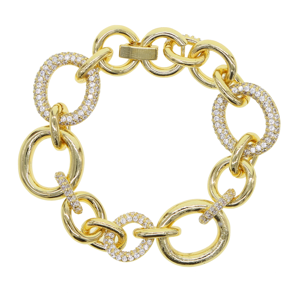 Hot Selling Gold Color Geometric Round Oval Circle Cz Link Chain Women Necklace Delicate Trendy Fashion Choker Necklace Jewelry