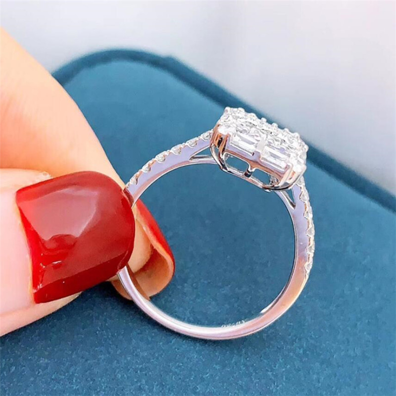 2020 Top Sell High Quality Brand New Luxury Jewelry 925 Sterling Silver Full Princess Cut White Topaz Diamond Gemstones Women Wedding Ring
